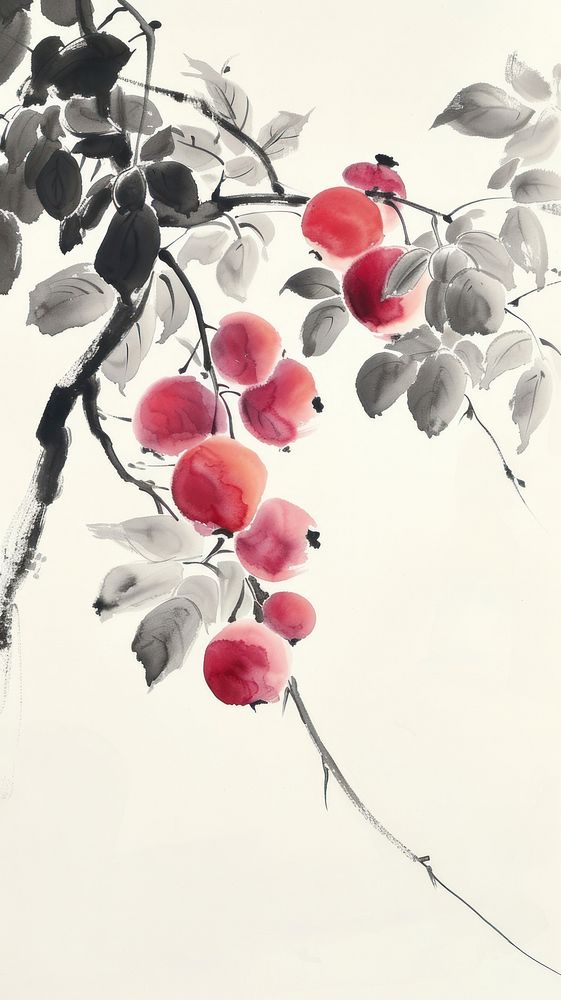 Ink painting minimal of fruit plant art freshness.