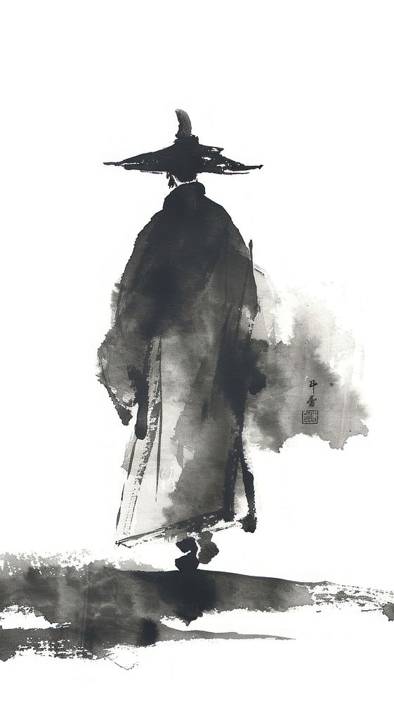 Ink painting minimal of men silhouette adult transportation.