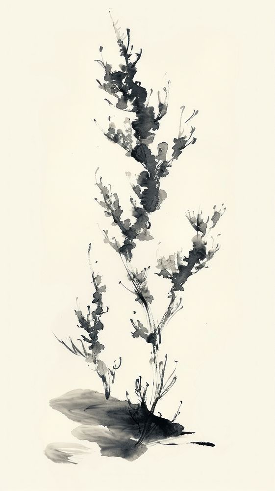 Ink painting minimal of sea coral drawing sketch plant.