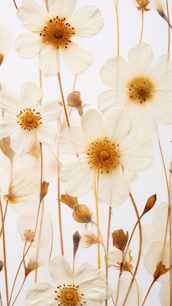 PNG Real pressed white flowers backgrounds pattern pollen. AI generated Image by rawpixel.