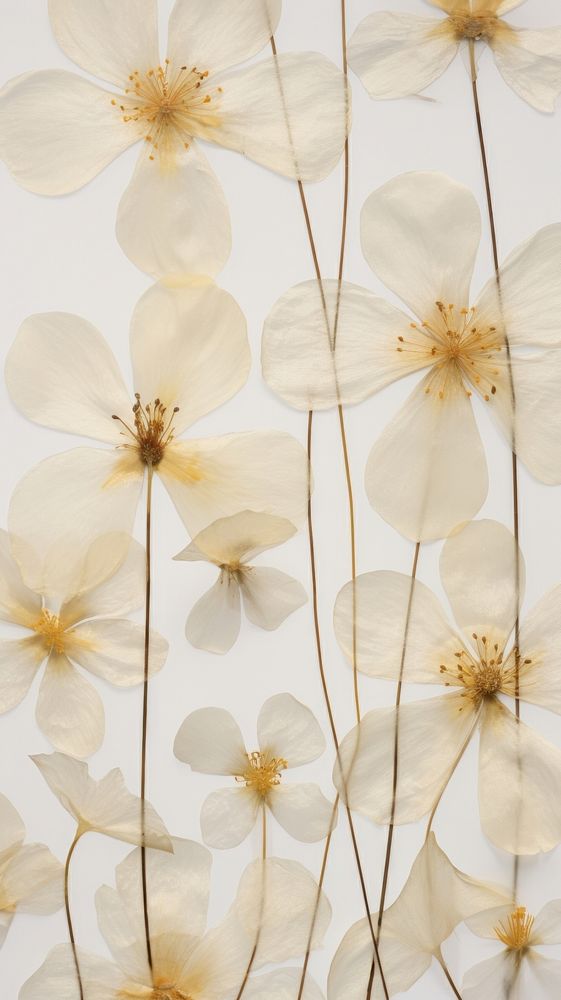 PNG Real pressed white flowers backgrounds pattern plant. AI generated Image by rawpixel.