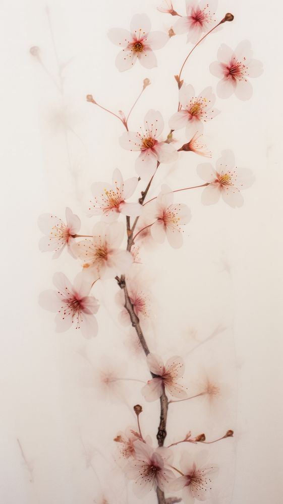 PNG Real pressed cherry blossom flower plant fragility. AI generated Image by rawpixel.