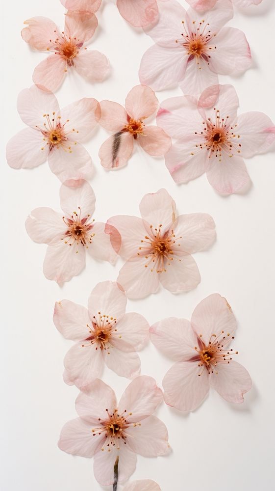 PNG Real pressed cherry blossom flowers nature petal plant. AI generated Image by rawpixel.