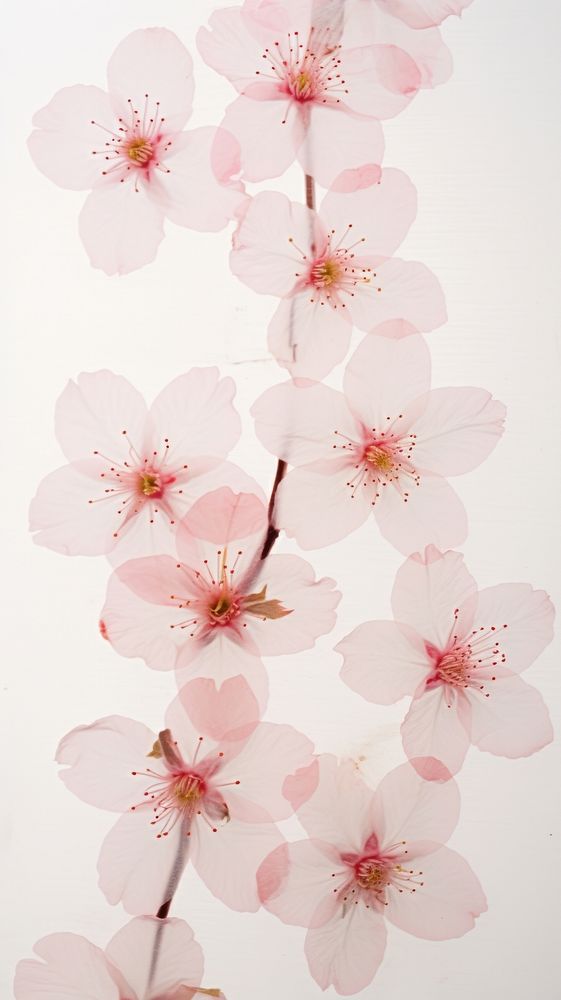 PNG Real pressed cherry blossom flowers petal plant red. AI generated Image by rawpixel.