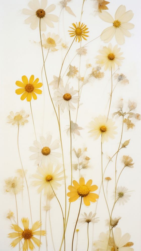 PNG Real pressed daisy flowers backgrounds pattern plant. AI generated Image by rawpixel.