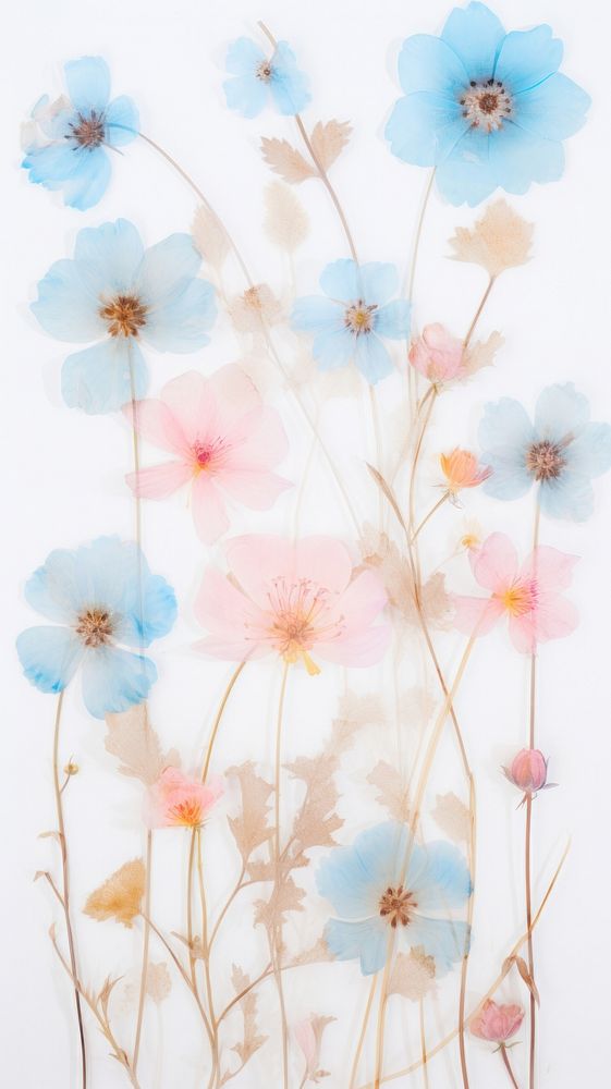 PNG Real pressed pastel blue and pink flowers backgrounds pattern petal. AI generated Image by rawpixel.