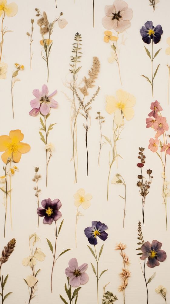 PNG Real pressed spring flowers backgrounds pattern plant. AI generated Image by rawpixel.