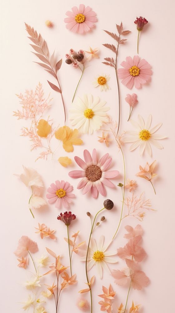 PNG Real pressed spring flowers wallpaper pattern petal. AI generated Image by rawpixel.