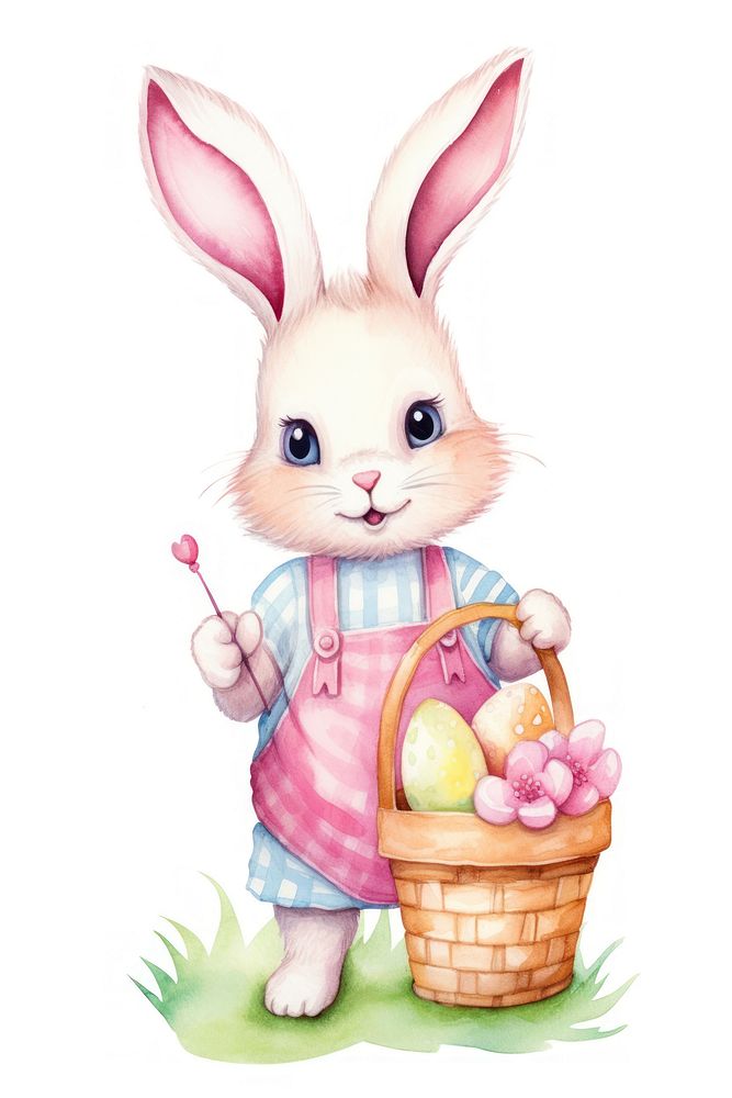 Easter eggs bunny basket cartoon.