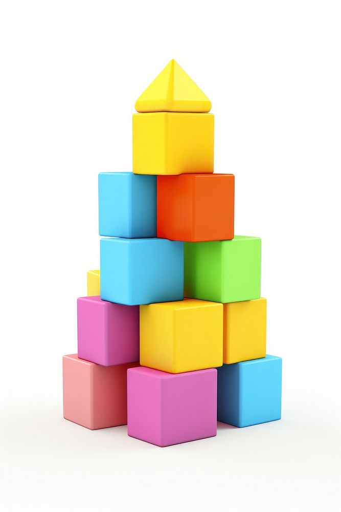 Building blocks toy white background architecture.