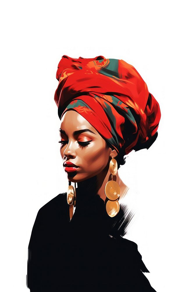 Black woman portrait turban adult.