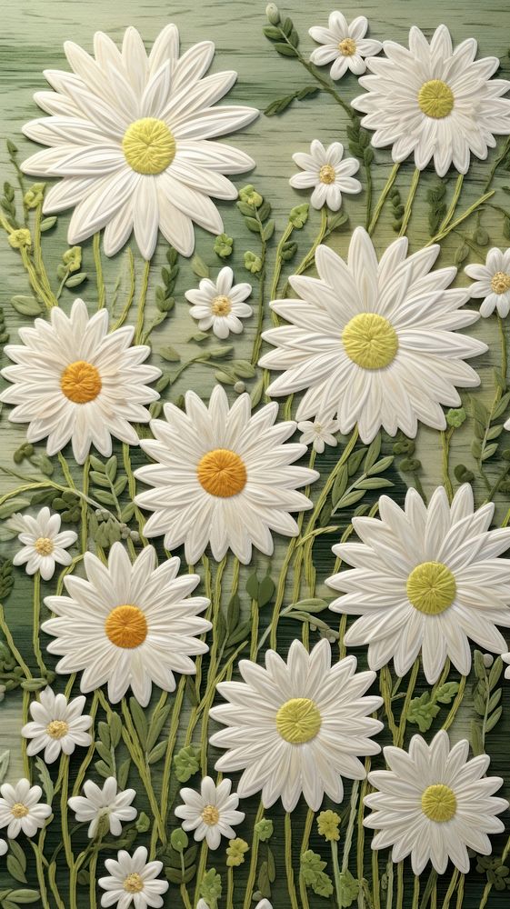 Embroidery of daisys pattern flower plant.
