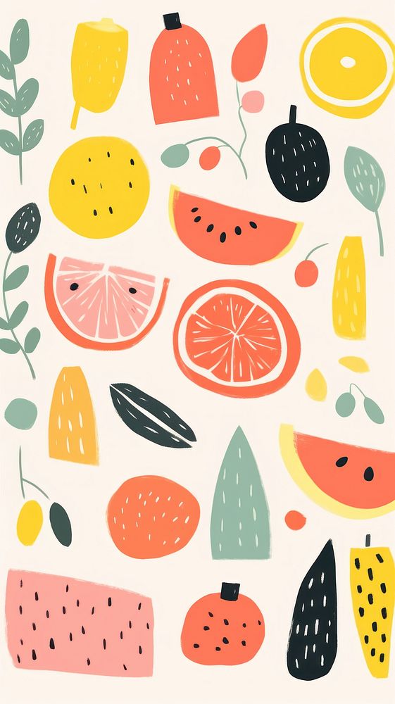 Stroke painting of kind of fruit pattern plant food.