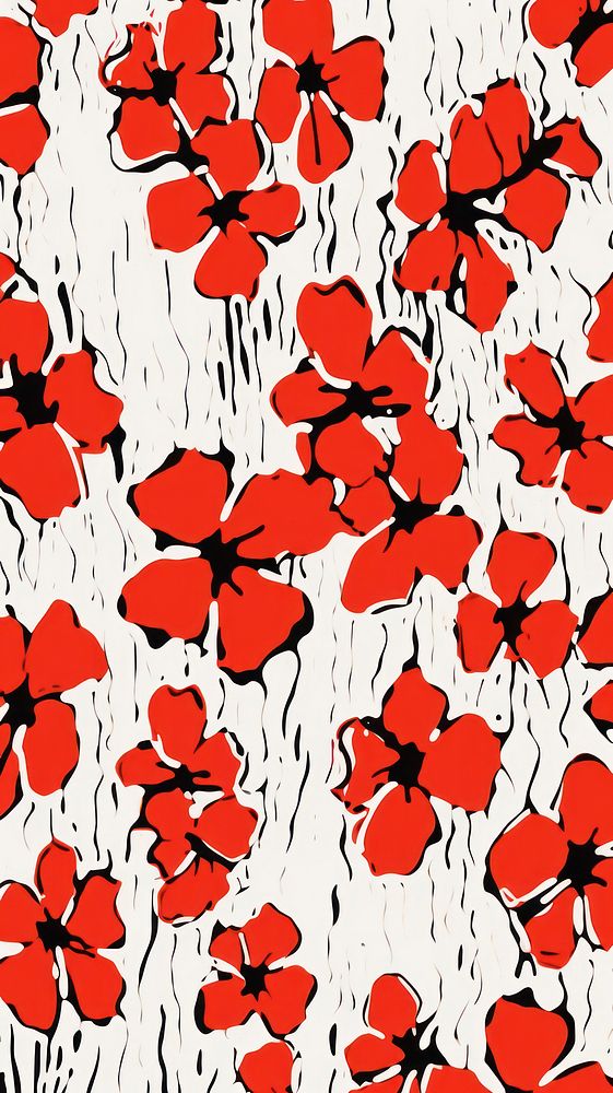 Stroke painting of red flowers pattern petal plant.