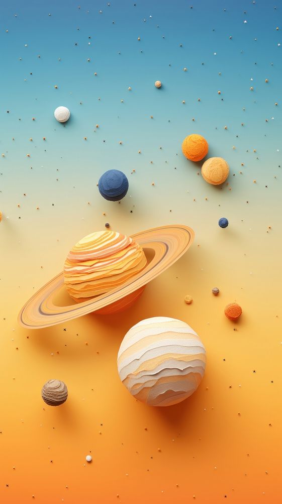  Solar system paper art space confectionery solar system. AI generated Image by rawpixel.