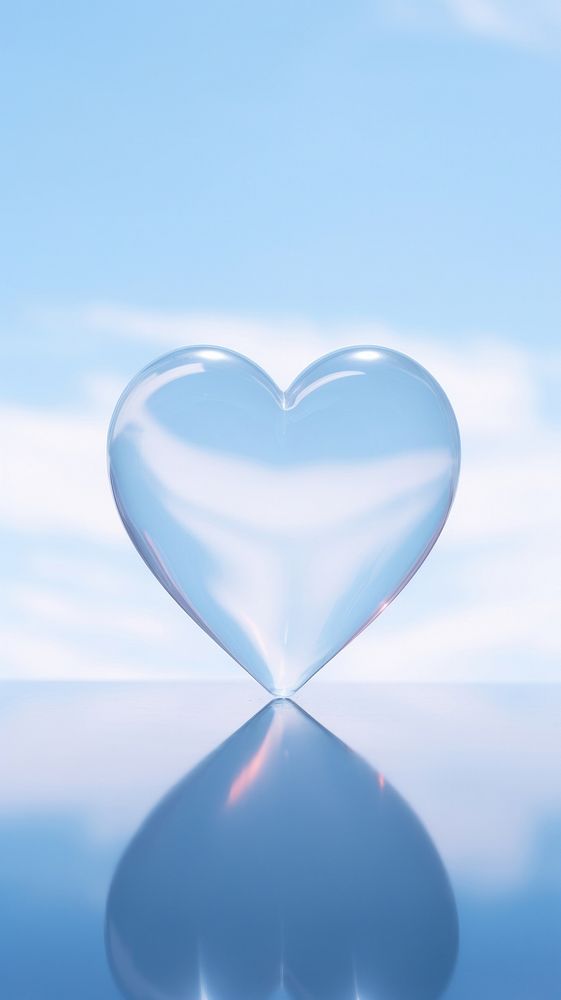  Clear glass heart reflection sky transparent. AI generated Image by rawpixel.