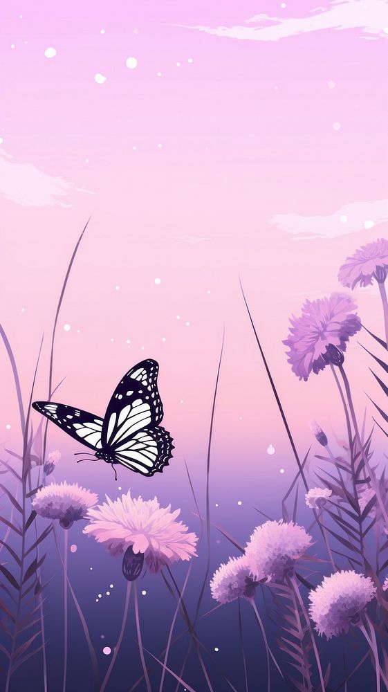 Butterflies with flowers purple landscape butterfly.