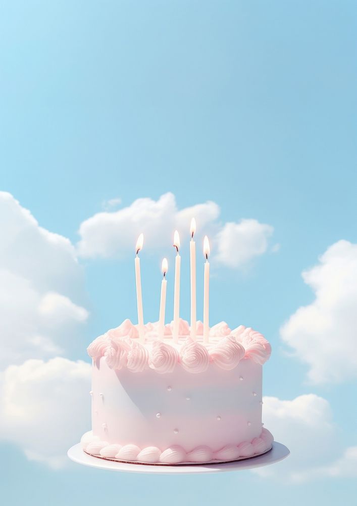 Cute birthday cake and sky dessert food anniversary.