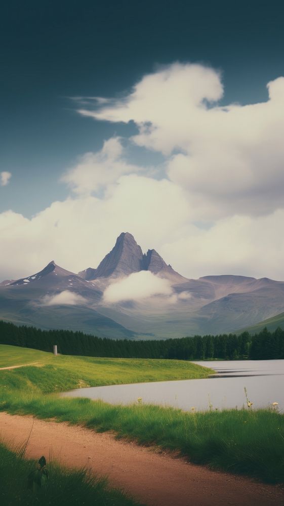 Motivation landscape for story ads wilderness grassland mountain.
