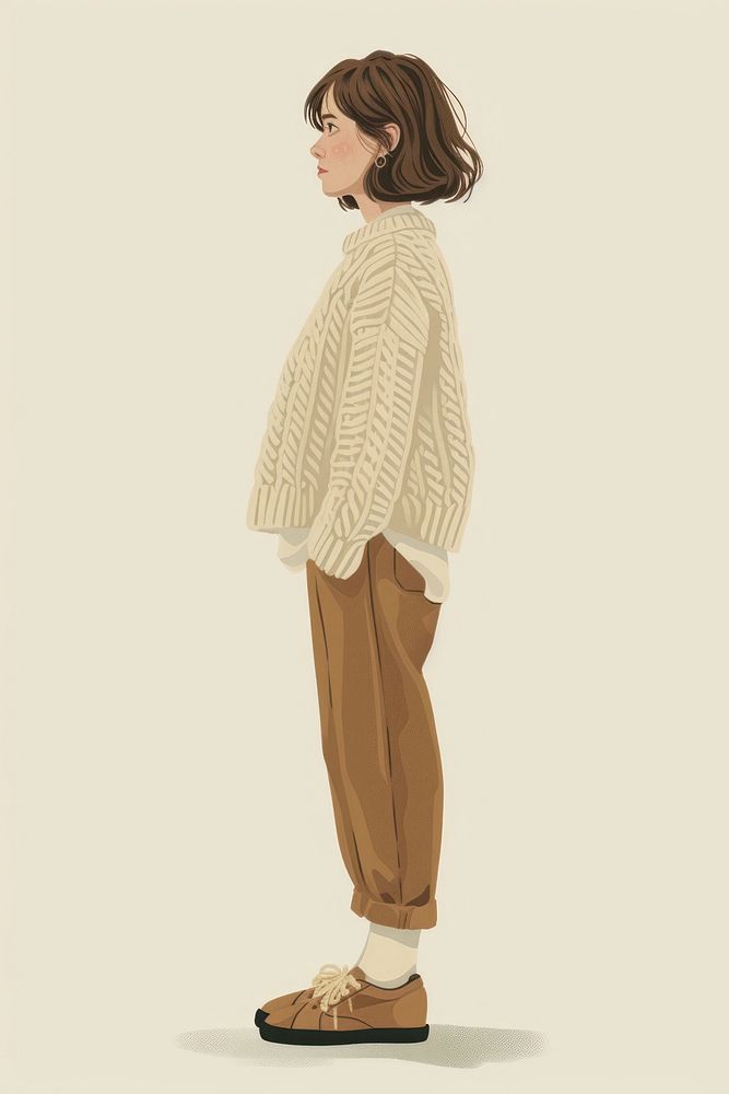 Woman fashion sweater hairstyle.