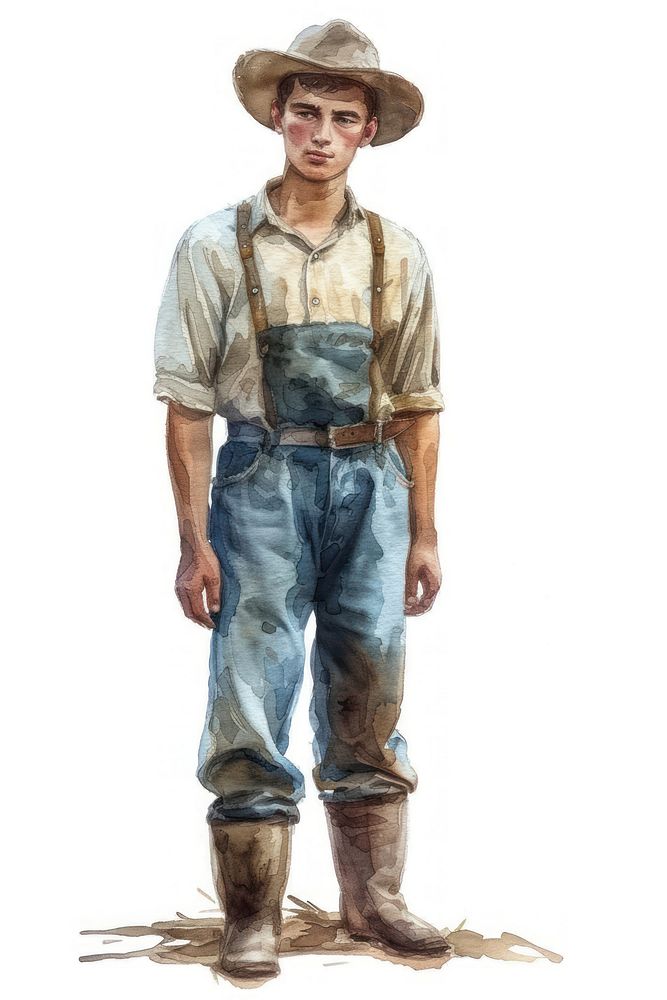 Farmer young man footwear adult white background.