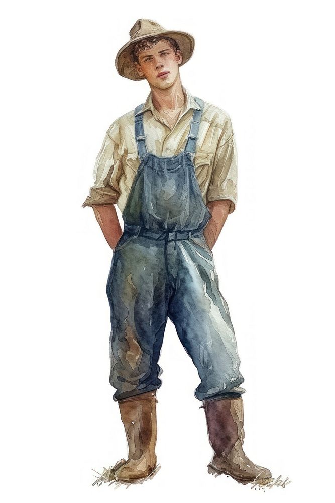 Farmer young man footwear white background agriculture.