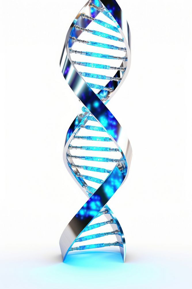 3d render blue dna helix sequence white background accessories futuristic.