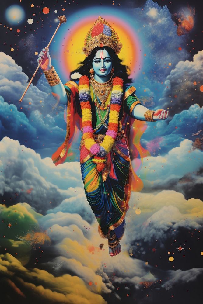 Krishna Janmashtami indian god art adult representation. 