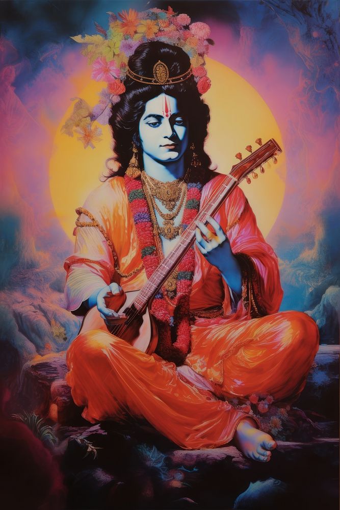 Hindu god musician adult art. AI generated Image by rawpixel.