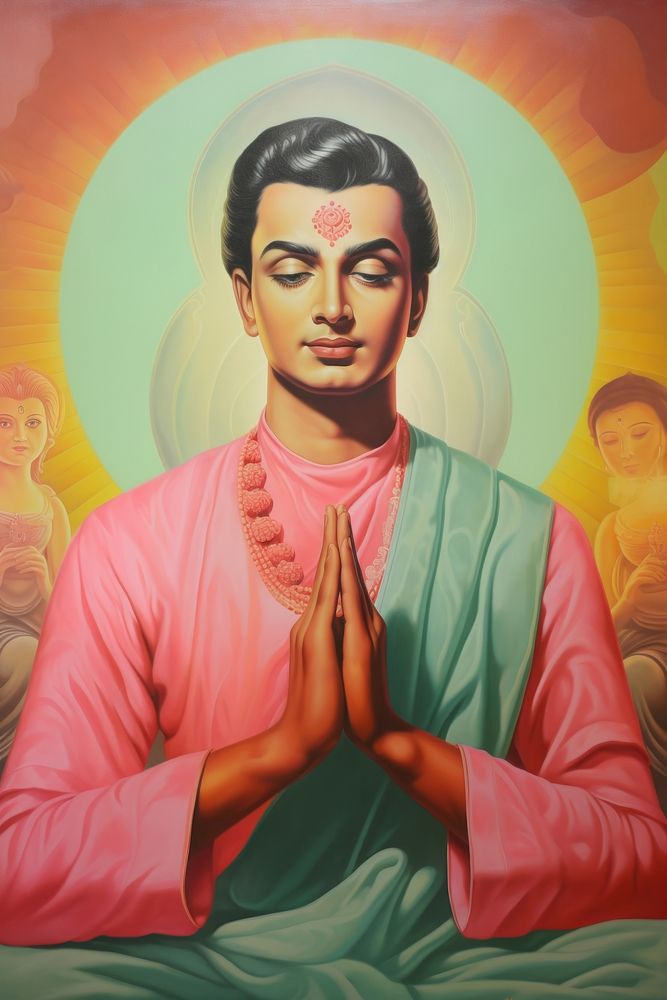 Siddhartha Gautama painting worship representation. AI generated Image by rawpixel.