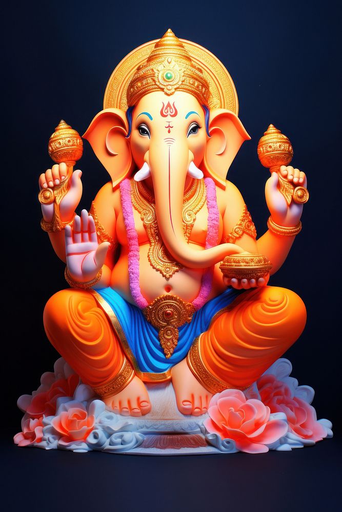 Ganesh Chaturthi indian god worship art representation. 