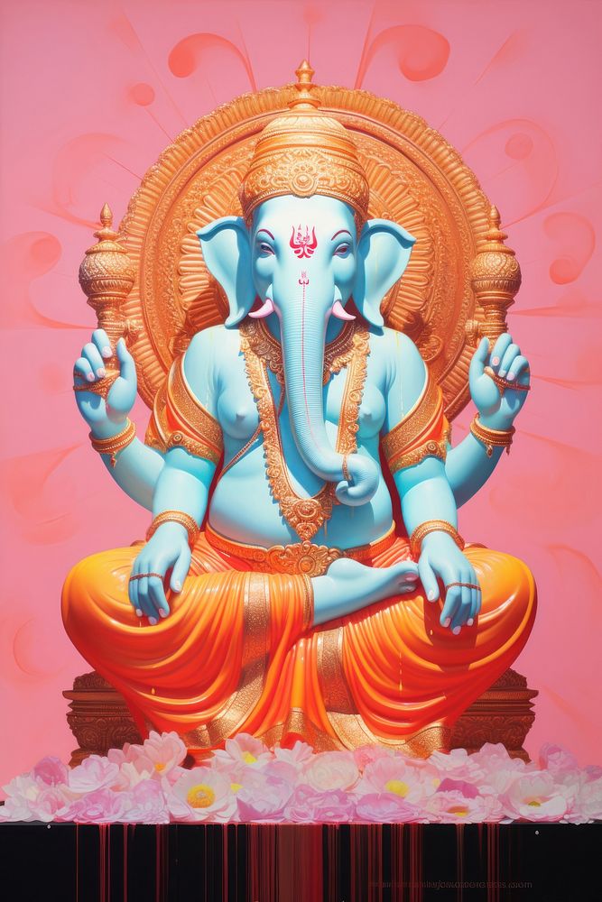 Ganesh Chaturthi indian god art worship representation. 