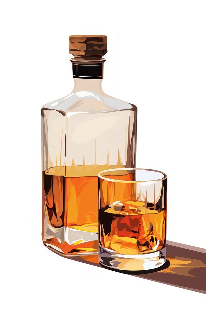 Whiskey bottle whisky glass.