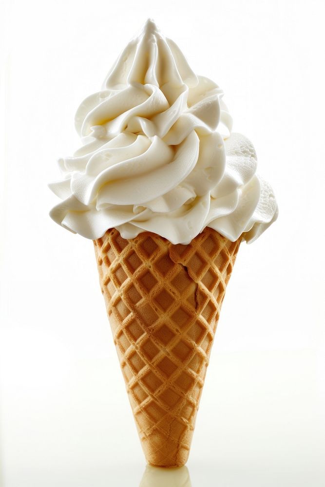 Ice cream cone dessert white food.