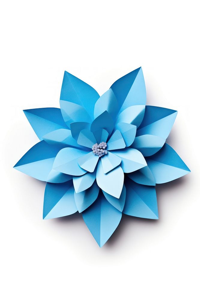 Exotic blue flower paper origami jewelry.