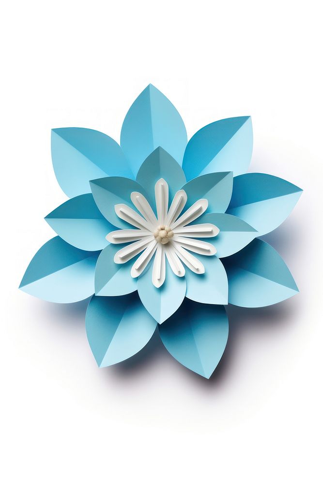 Exotic blue flower paper origami plant.