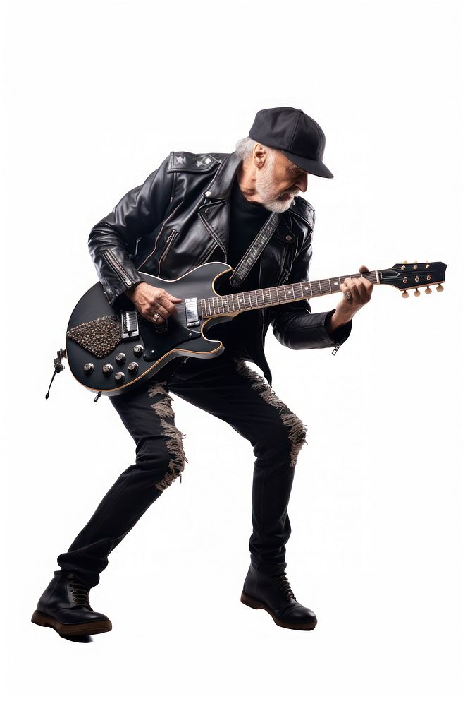 A rock guitar musician adult white background.