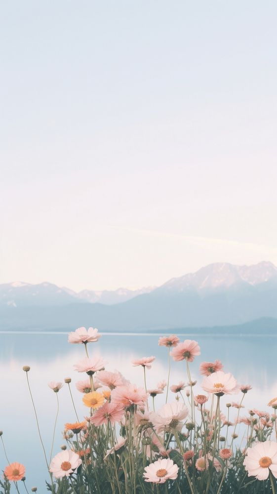  Mountains flower outdoors horizon. AI generated Image by rawpixel.