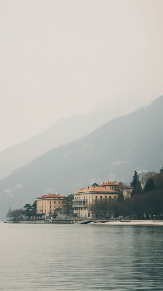  Lake Como architecture waterfront outdoors. AI generated Image by rawpixel.