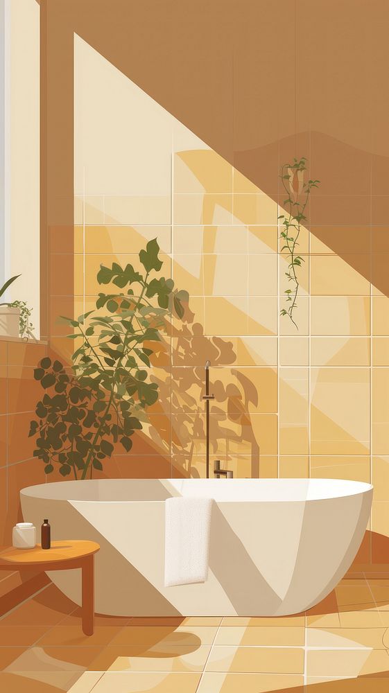 Bathroom bathtub plant architecture.