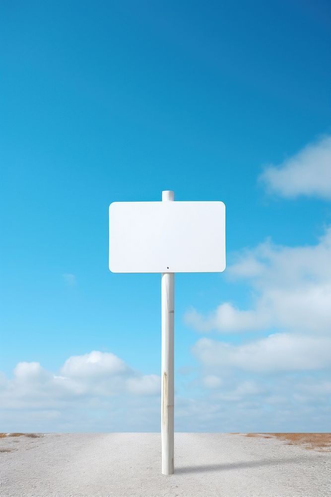 Blank white retro directions sign sky outdoors nature.