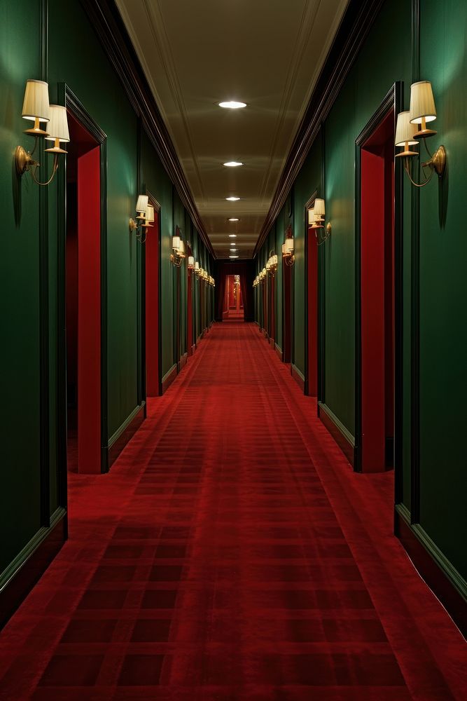 Red hallway vintage hotel architecture | Free Photo - rawpixel