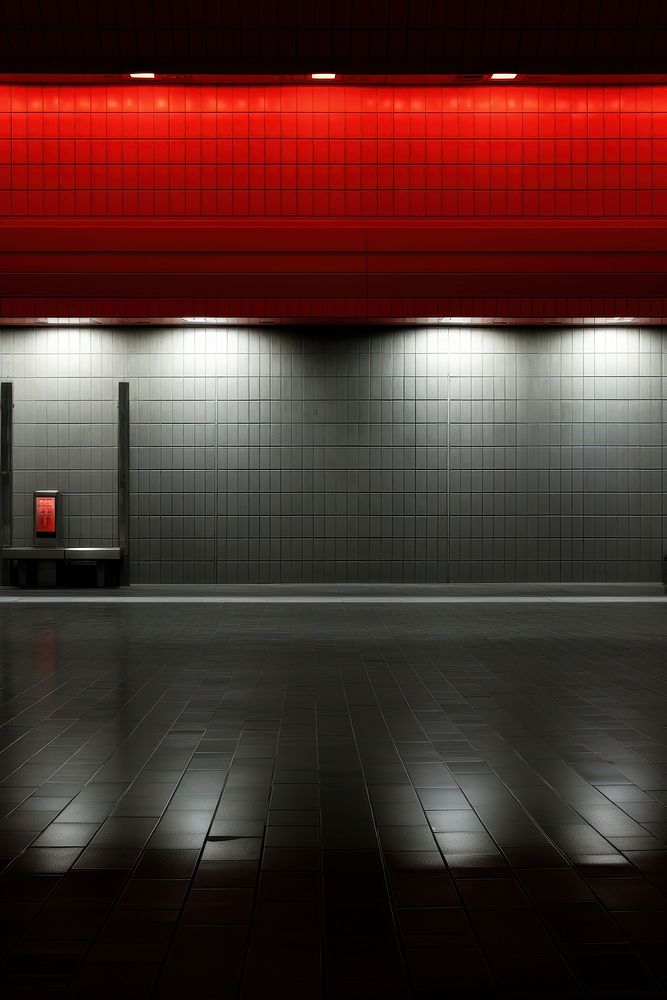 Empty japanese metro station flooring lighting tile.