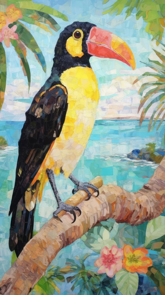 Illustration of a toucan painting animal bird.