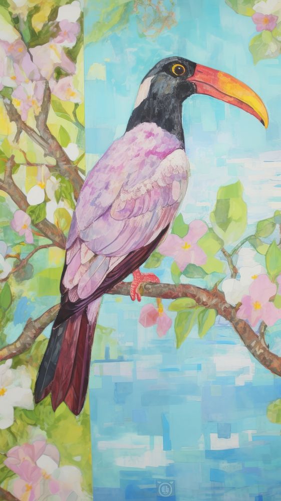 Illustration of a toucan painting animal bird.
