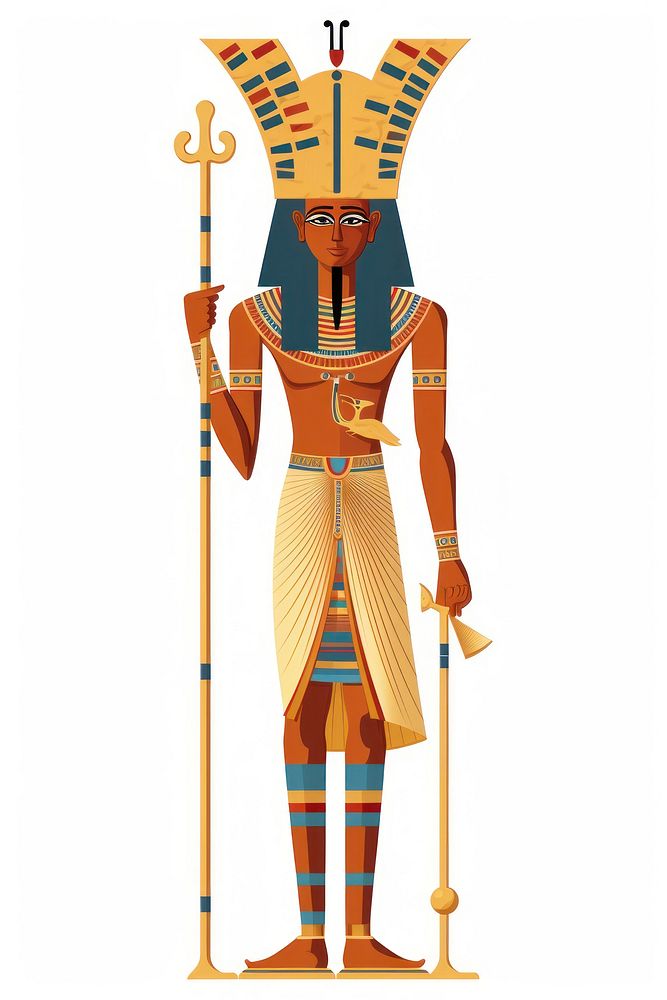 Egyptian king person white background.