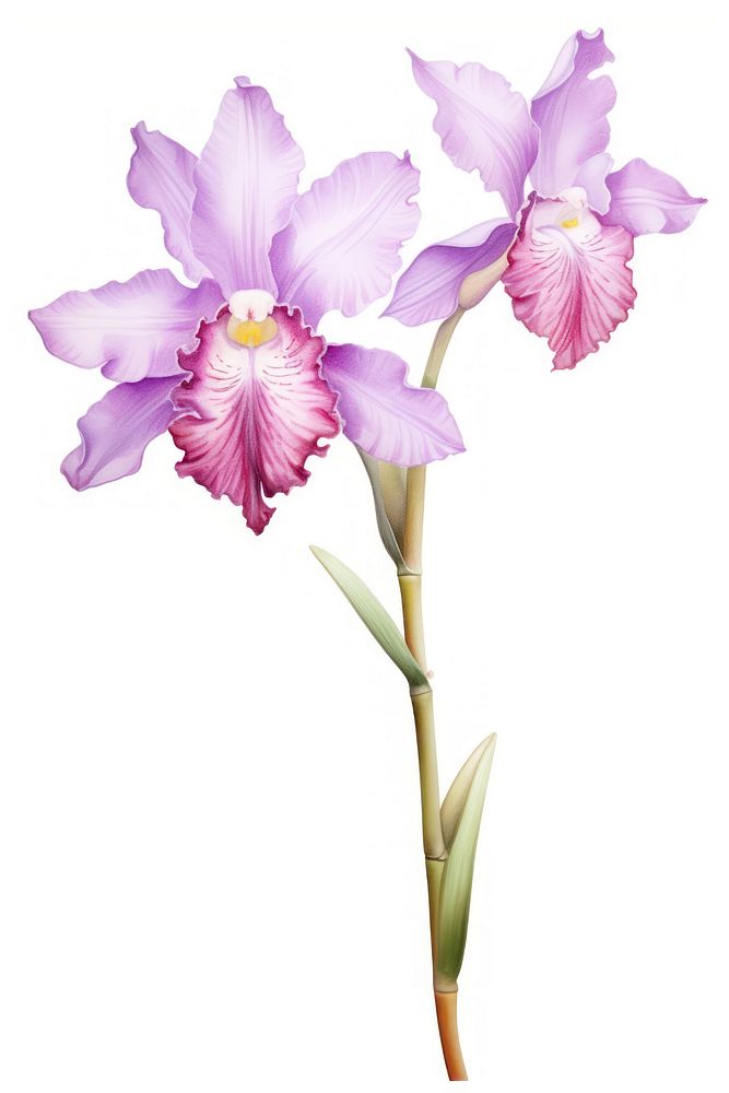 Watercolor cattleya flower blossom orchid petal.