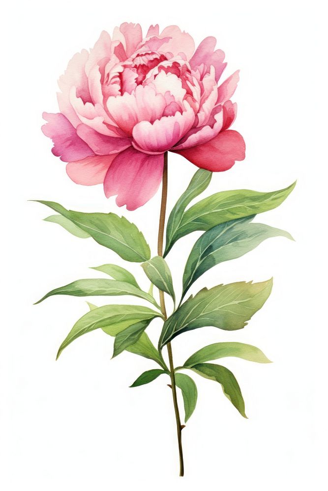 Watercolor peony flower blossom plant rose.