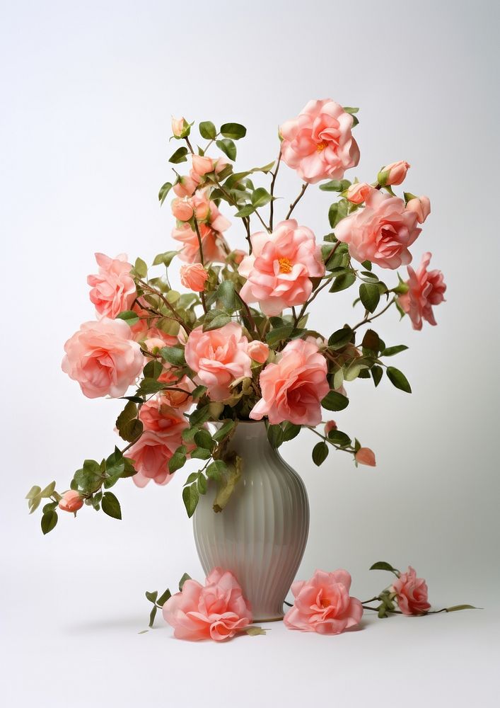 Roses flower vase plant petal inflorescence. AI generated Image by rawpixel.
