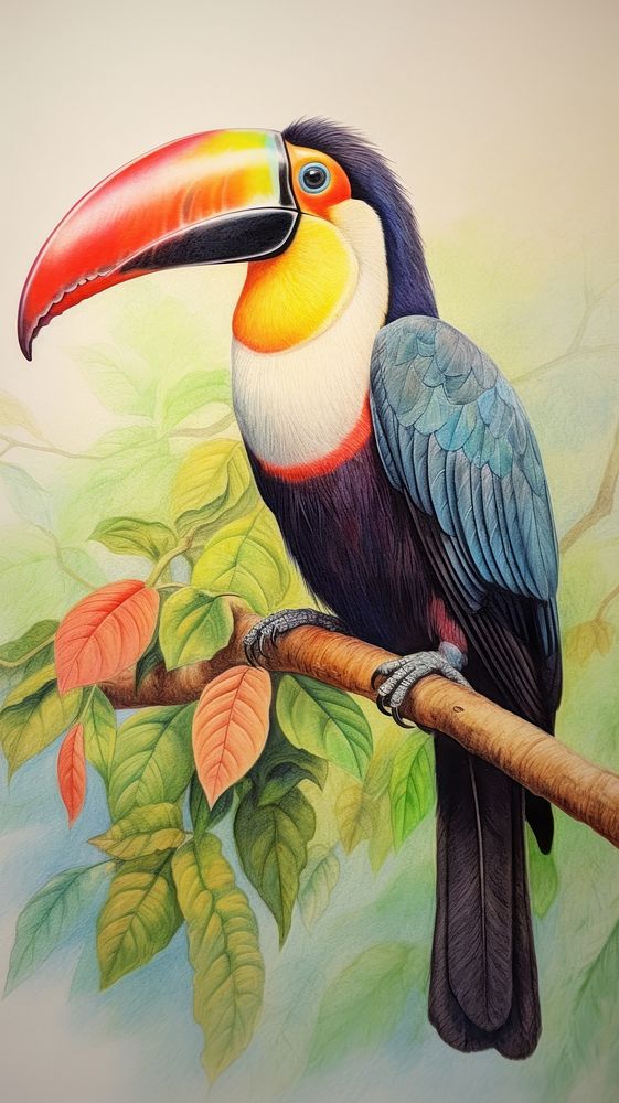 Wallpape toucan drawing animal sketch.